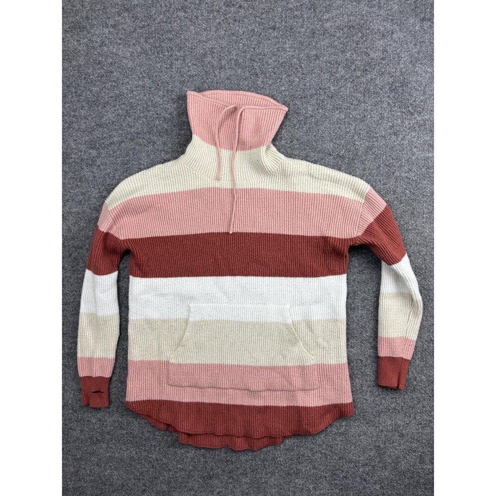 Carve Designs Sweater Womens XS Pink Stripe Turtleneck Kangaroo Pocket Pullover